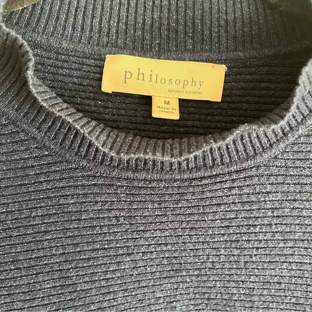Philosophy Blue Ribbed Sweater - Picture 4 of 4